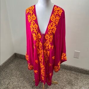 🌴 NWT Natural Impressions Chiffon Embroidered Kimono